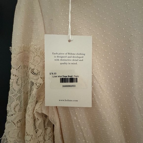 Brand NWT women’s cream lace Bohme dress size small - Picture 2 of 5